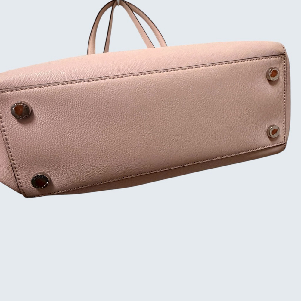 Michael Kors Blush Pink Saffiano Leather Tote Work Everyday Silver Lock Large - Picture 12 of 16